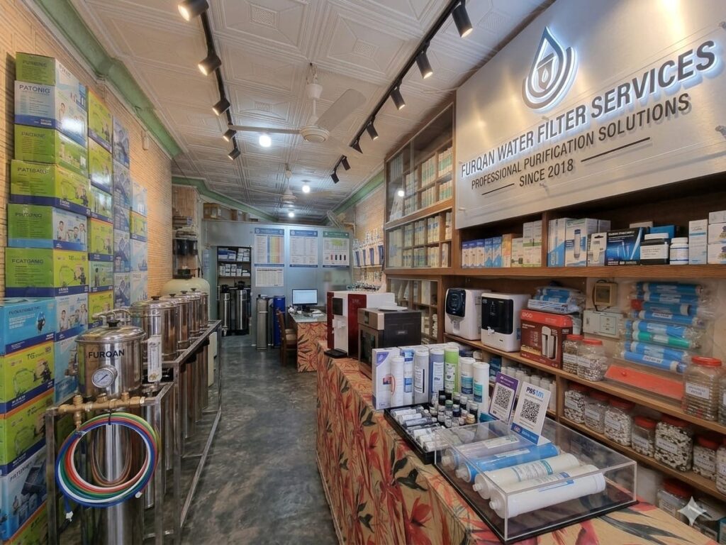 Furqan water filter shop providing RO plants, water filtration systems, and clean drinking water solutions for homes and businesses
