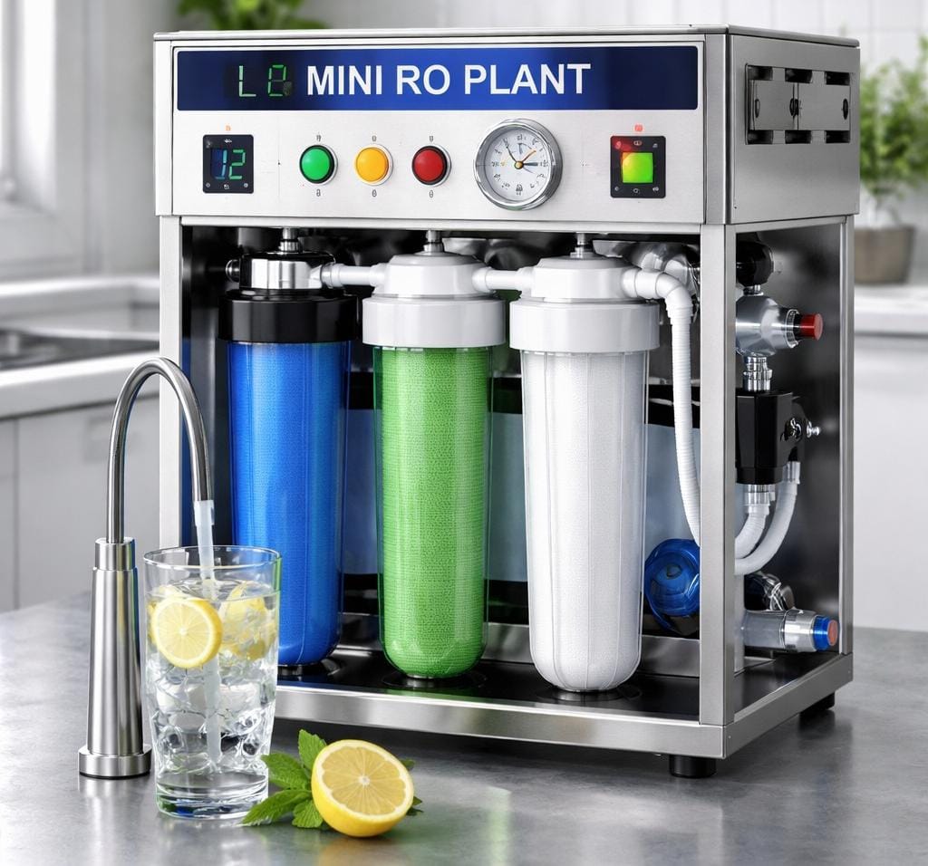 Mini commercial RO plant water purification system for small businesses providing clean and safe drinking water